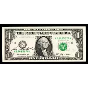 $1 2009 Green seal. Small Size $1 Federal Reserve Notes 1934-K