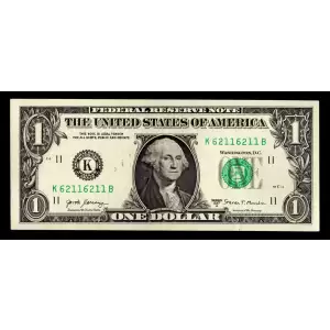 $1 2013 Green seal. Small Size $1 Federal Reserve Notes 3001-K
