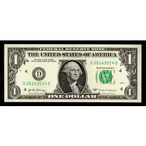$1 2013 Green seal. Small Size $1 Federal Reserve Notes 3001-K