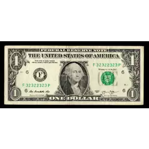 $1 2013 Green seal. Small Size $1 Federal Reserve Notes 3001-K