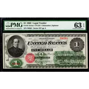 $1 Series 174-234 at left. No ABNCo monogram. No green patent date. Type 2; Red Seal Legal Tender Issues 16 (2)
