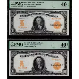 $10 1907 Gold Act of 1907 Gold Certificates 1169a