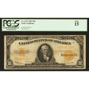 $10 1922 Gold Gold Certificates 1173