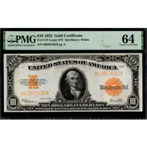 $10 1922 Gold Gold Certificates 1173