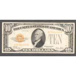 $10 1928 Gold Seal Small Size Gold Certificates 2400