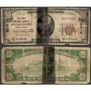 $10 1929 small brown seal. Small National Bank Notes 1801-1