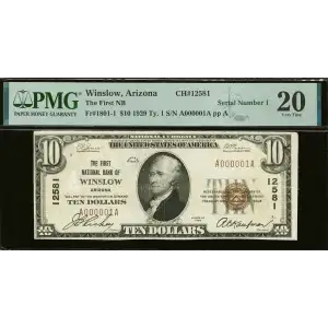 $10 1929 small brown seal. Small National Bank Notes 1801-1