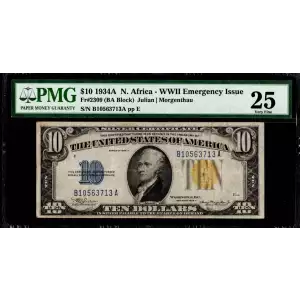 $10 1934-A yellow seal Emergency Notes Issued During WW2 2309