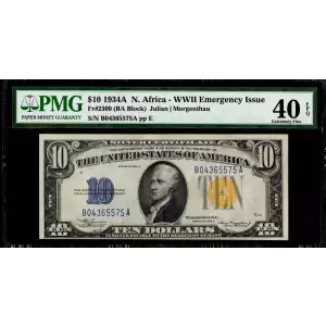 $10 1934-A yellow seal Emergency Notes Issued During WW2 2309