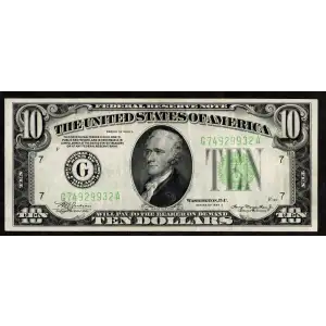 $10 1934 blue-Green seal. Small Size $10 Federal Reserve Notes 2005-G (2)