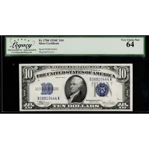 $10 1934-C blue seal. Small Silver Certificates 1704 (2)