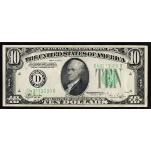 $10 1934-C.  Small Size $10 Federal Reserve Notes 2008-D