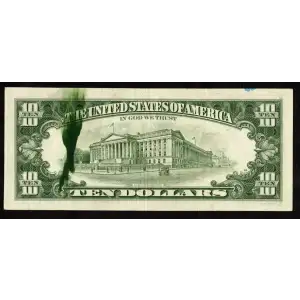 $10 1985 Treasury seal. Small Size $10 Federal Reserve Notes 2027-B