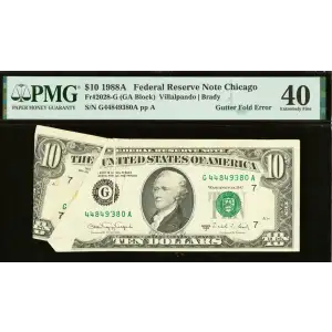 $10 1988-A. Treasury seal. Small Size $10 Federal Reserve Notes 2028-G