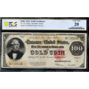$100 1922 Small Red Gold Certificates 1215 (2)