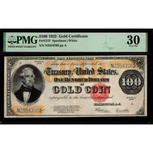 $100 1922 Small Red Gold Certificates 1215