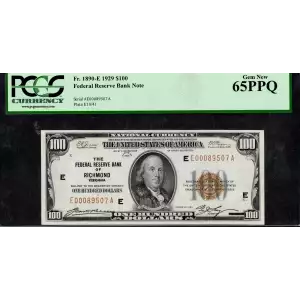 $100 1929 brown seal Small Federal Reserve Bank Notes 1890-E