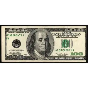 $100 1996  Small Size $100 Federal Reserve Notes 2175-F