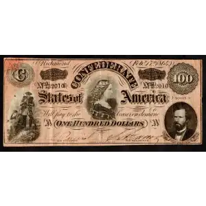 $100   Issues of the Confederate States of America CS-65