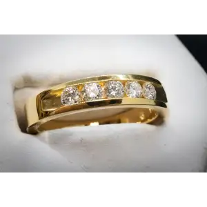 18k Yellow Gold  .50 CTW Natural Diamond Band Channel Set Unisex Wedding