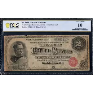 $2 1886 Small Red Silver Certificates 240