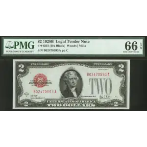 $2 1928-B red seal. Small Legal Tender Notes 1503