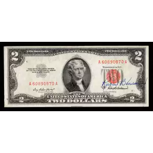 $2 1953-A red seal. Small Legal Tender Notes 1510