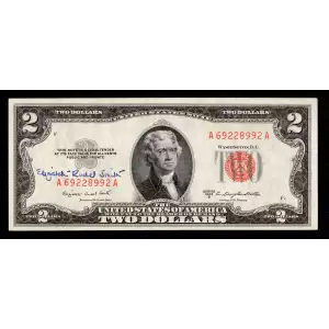 $2 1953-B red seal. Small Legal Tender Notes 1511