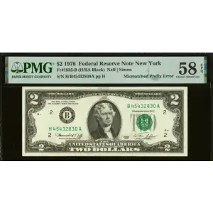$2 1976 Green seal Small Size $2 Federal Reserve Notes 1935-B