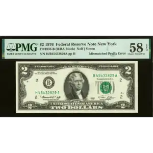$2 1976 Green seal Small Size $2 Federal Reserve Notes 1935-B (2)