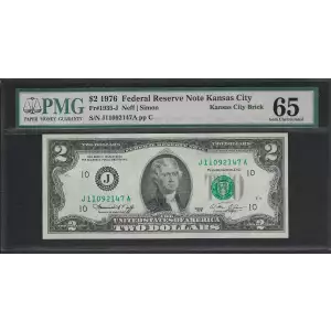 $2 1976 Green seal Small Size $2 Federal Reserve Notes 1935-J