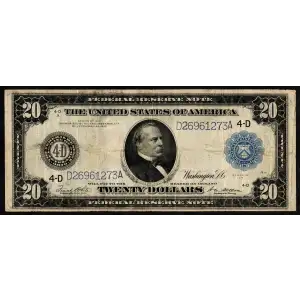 $20 1914 Blue Seal Federal Reserve Notes 991A