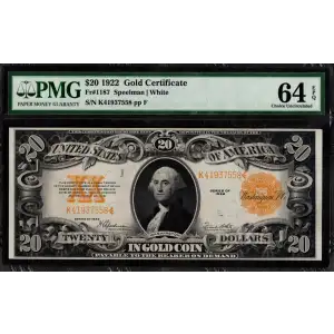 $20 1922 Gold Gold Certificates 1187