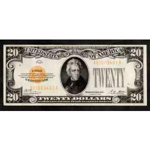 $20 1928 gold seal. Small Size Gold Certificates 2402 (2)