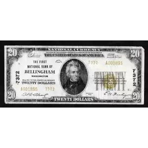 $20 1929 small brown seal. Small National Bank Notes 1802-2