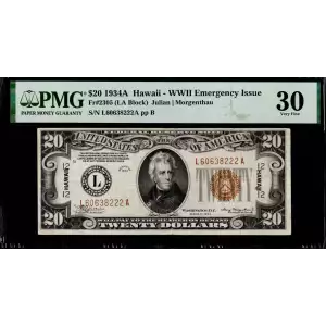 $20 1934 brown seal Emergency Notes Issued During WW2 2304m