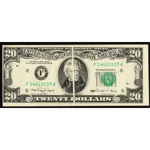 $20 1990 blue-Green seal. Small Size $20 Federal Reserve Notes 2077-F