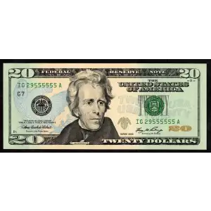 $20 2006 blue-Green seal. Small Size $20 Federal Reserve Notes 2093-G