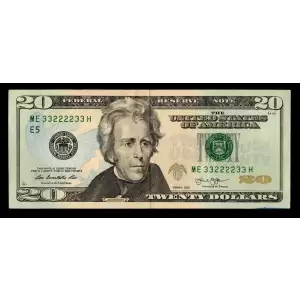 $20 2013 blue-Green seal. Small Size $20 Federal Reserve Notes 2097-E