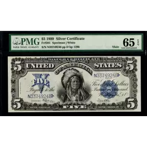 $5 1899 Blue Silver Certificates 281m