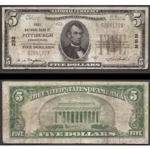 $5 1929 Small brown seal Small National Bank Notes 1800-1