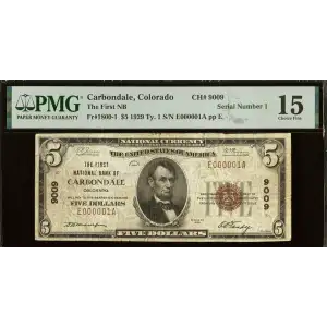 $5 1929 Small brown seal Small National Bank Notes 1800-1