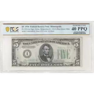 $5 1934 blue-Green seal. Small Size $5 Federal Reserve Notes 1956-Im (2)