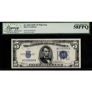 $5 1934-C blue seal. Small Silver Certificates 1653