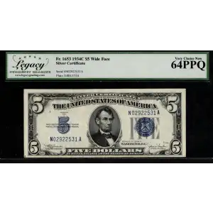 $5 1934-C blue seal. Small Silver Certificates 1653