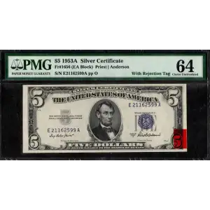 $5 1953-A blue seal. Small Silver Certificates 1656