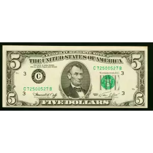 $5 1974  Small Size $5 Federal Reserve Notes 1973-C