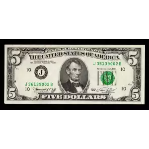 $5 1974  Small Size $5 Federal Reserve Notes 1973-J