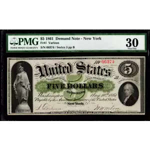 $5   Legal Size Notes The Demand Notes of 1861 1