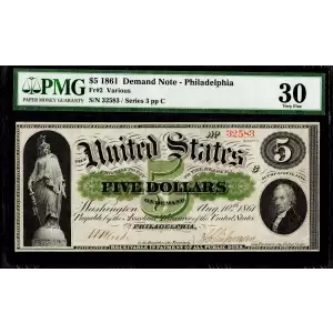$5   Legal Size Notes The Demand Notes of 1861 2